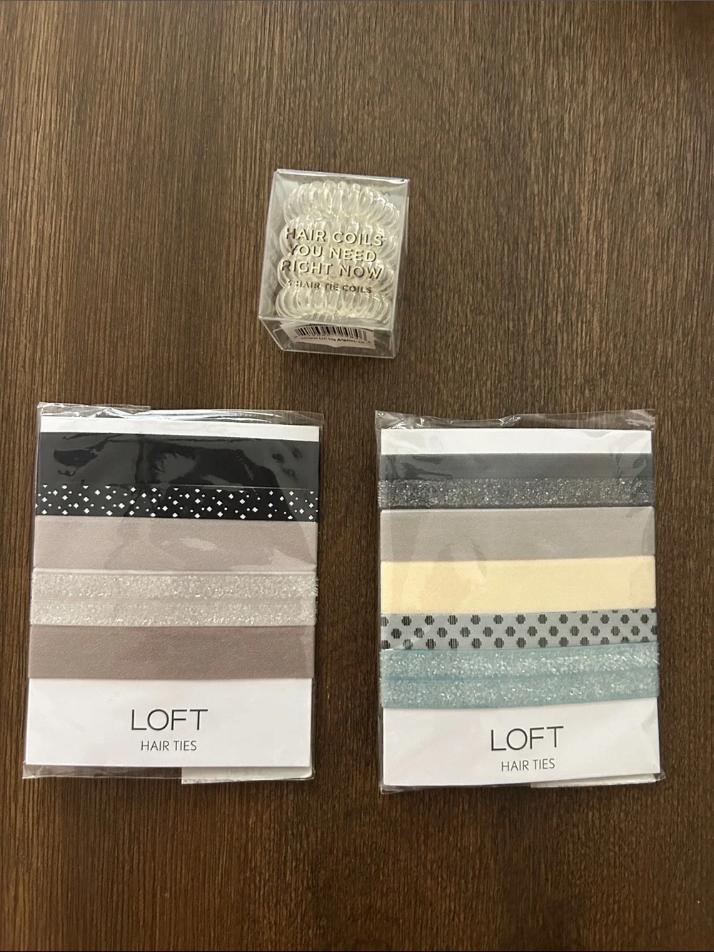 LOFT Neutral and Pastel Hair Tie Sets (2) (Bonus: Clear Spiral Coils)
